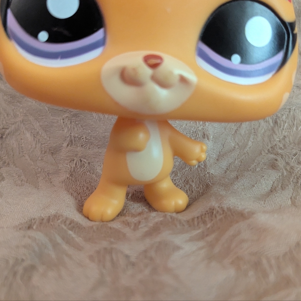 Hasbro Littlest Pet Shop Jumbo Orange Shorthair Cat LPSO Figure Purple Eyes - Picture 3 of 7